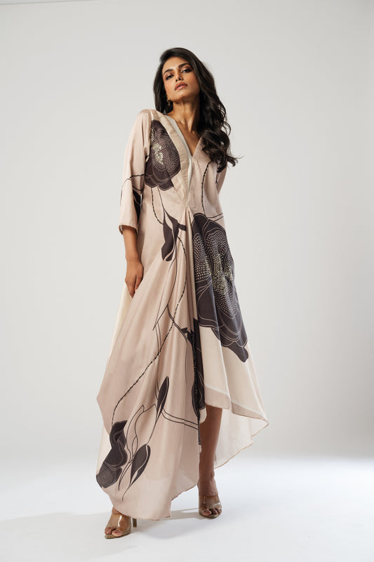 Elegant High-Low Drape Dress