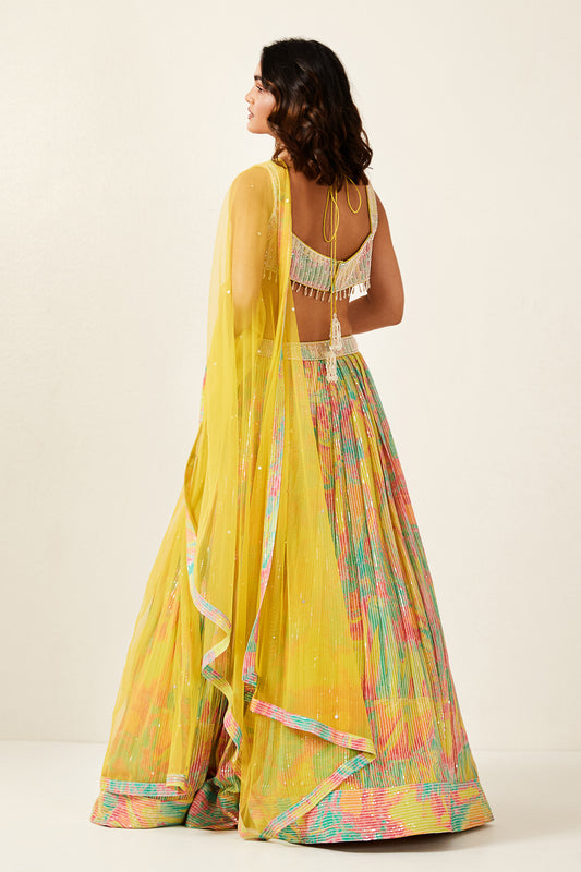 Multicoloured Printed Lehenga Set