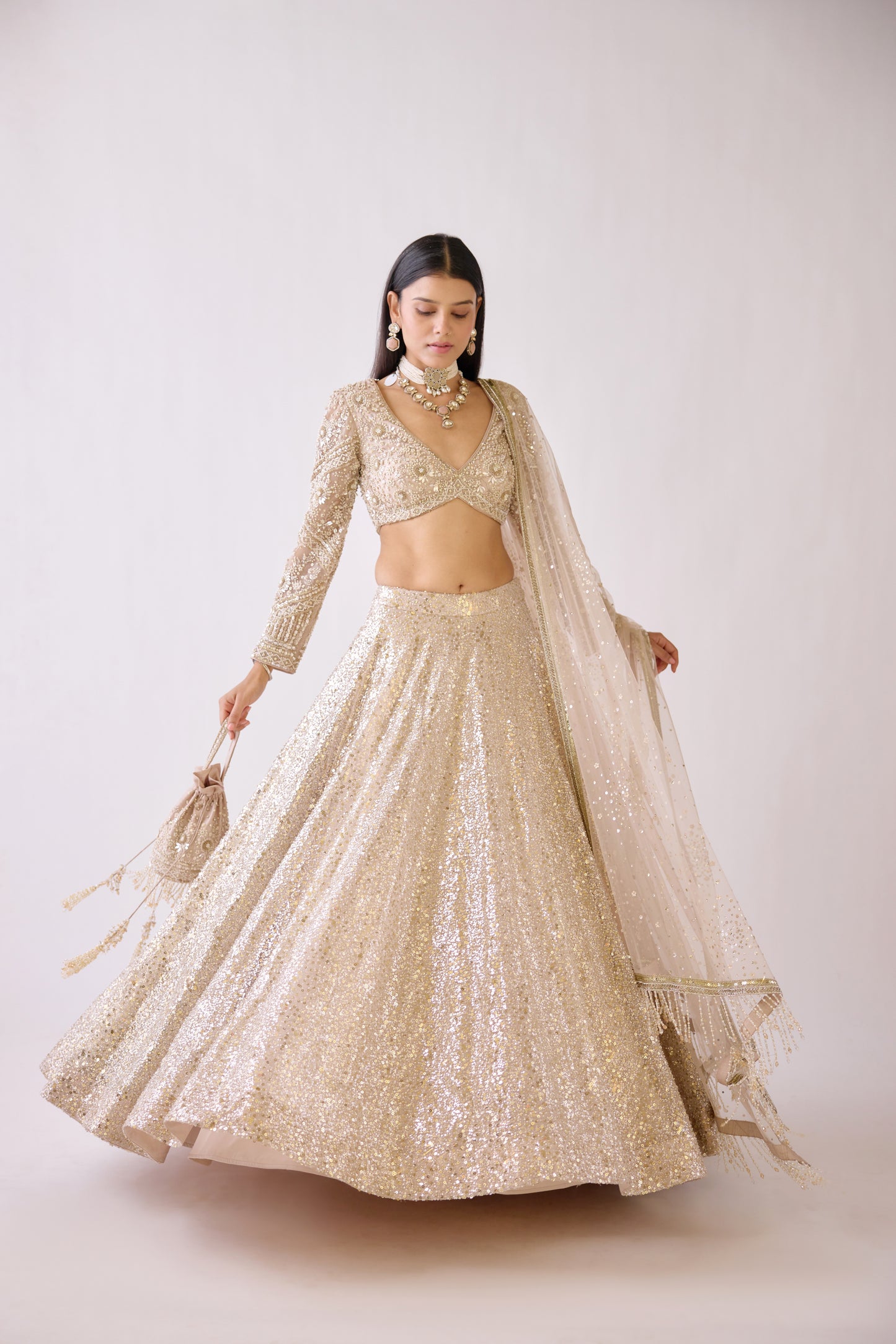 Stardust Champagne Lehenga