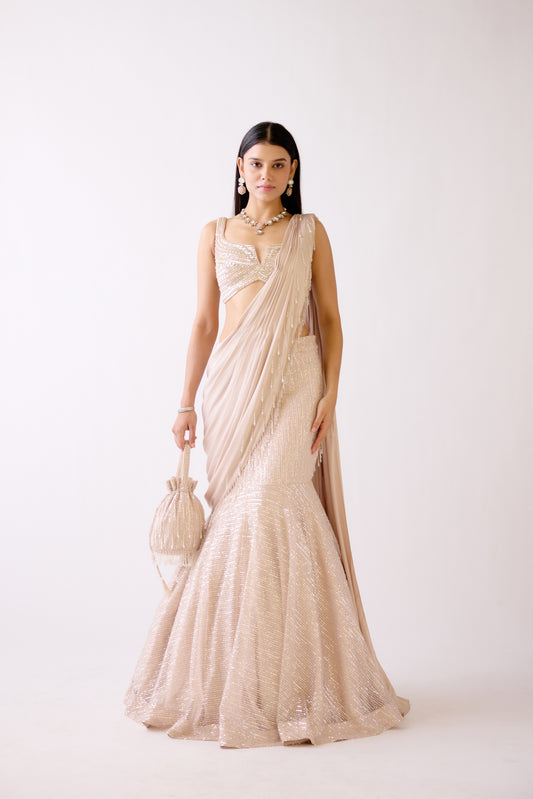 Crystal Sparkle Draped Lehenga