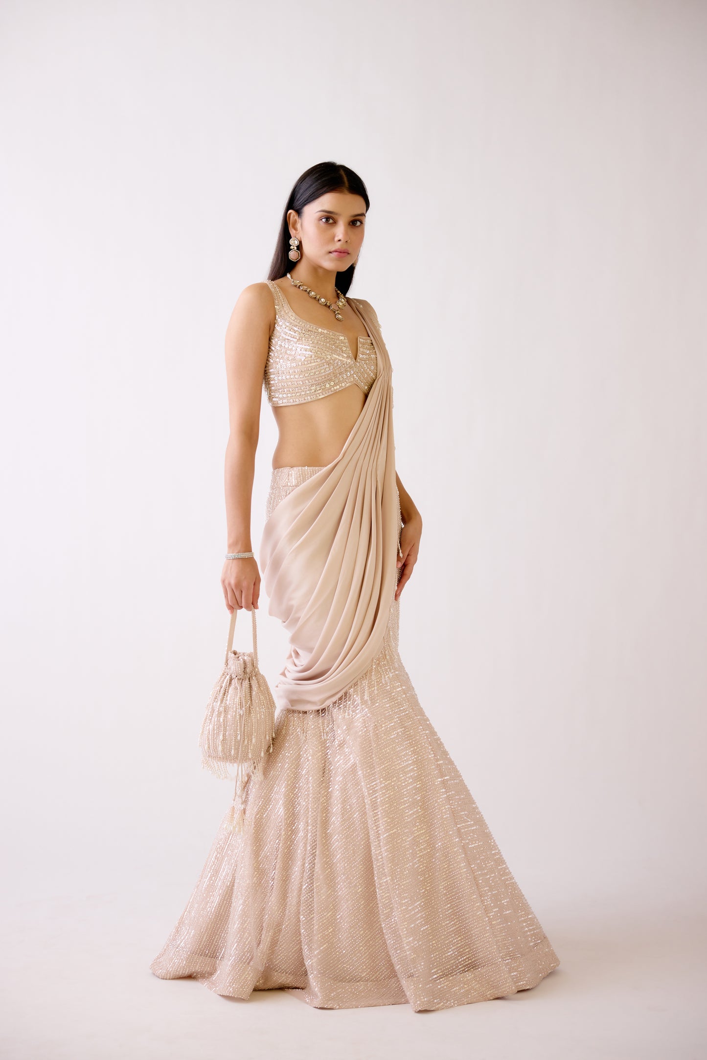 Crystal Sparkle Draped Lehenga