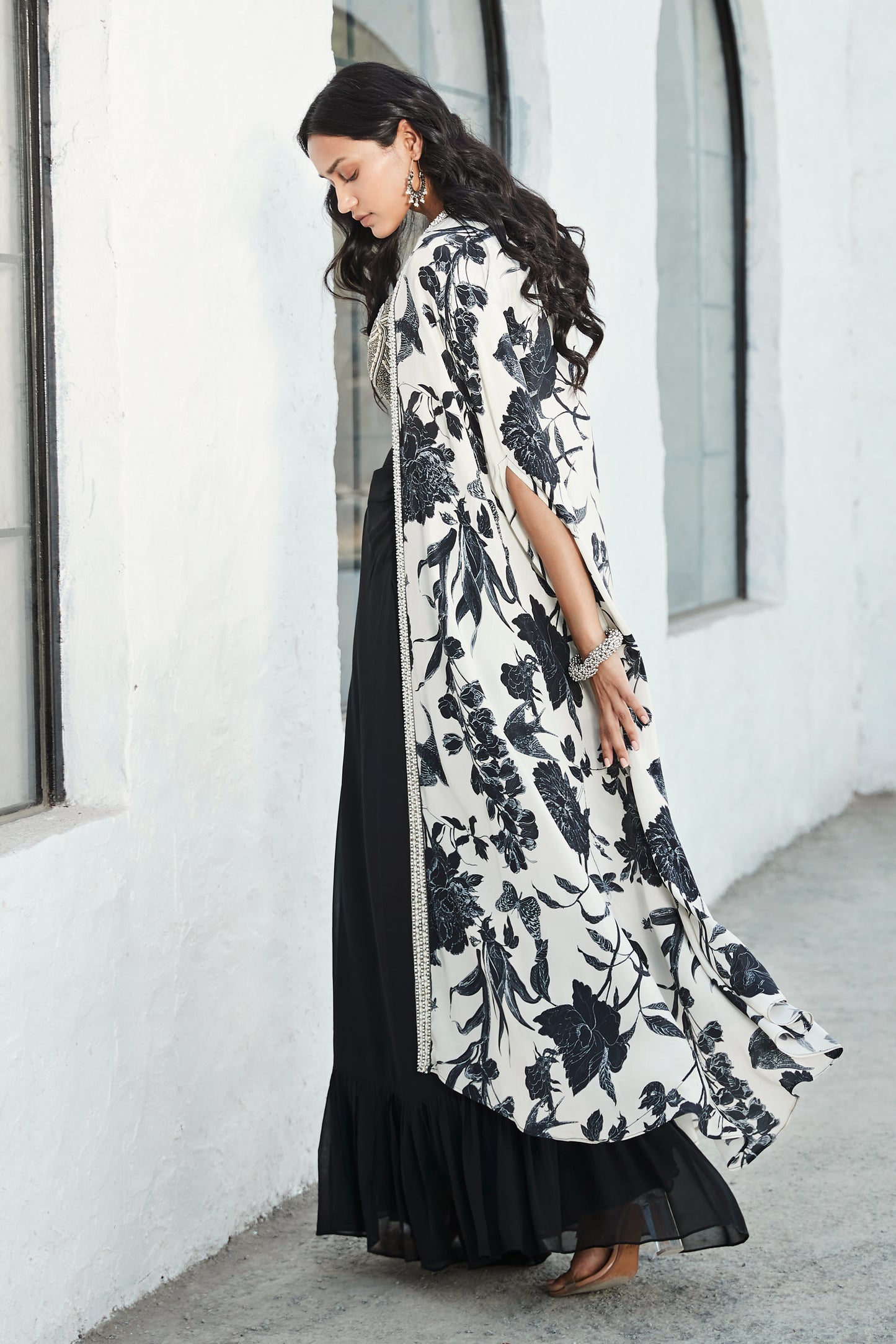 Ivory & Black Sharara Set