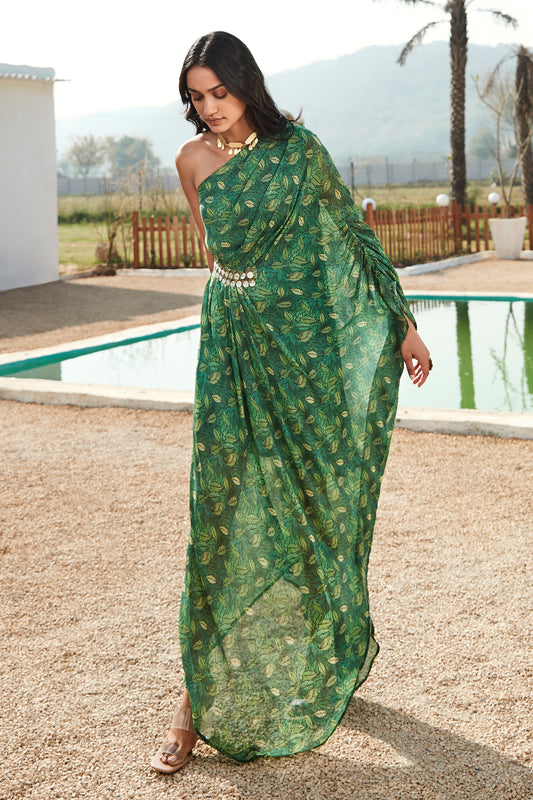 Green Georgette Kaftan